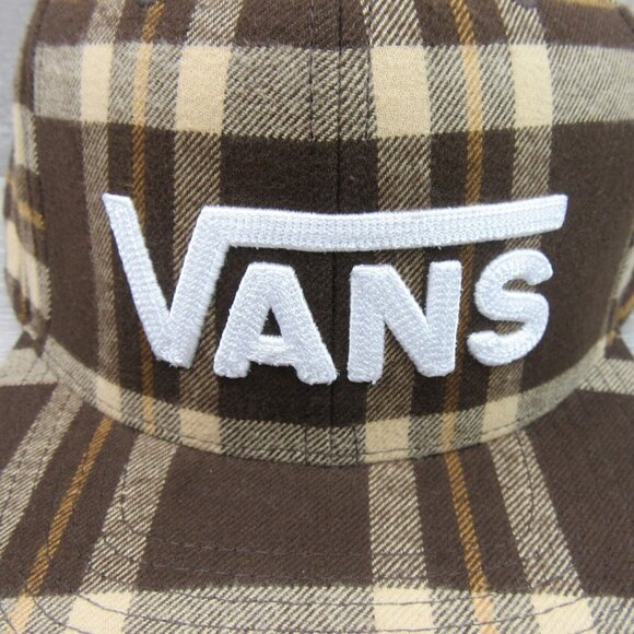 Vans Drop V Brown Plaid Flannel Snapback Hat Cap OS NEW - Picture 3 of 16